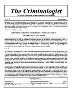 Page 1  The Criminologist The Criminologist The Official Newsletter of the American Society of Criminology