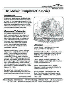 Lesson Plan  The Mosaic Templars of America A Museum of the Department of Arkansas Heritage