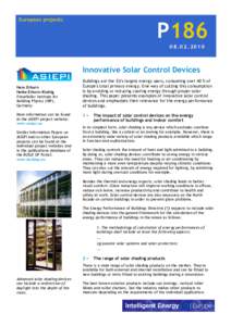 [European projects]  P186Innovative Solar Control Devices