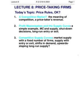 Lecture 8  A G S M © 2004 Page 1