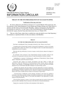 INFCIRC[removed]Treat on the Non-Proliferation of Nuclear Weapons