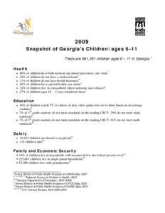 Snapshot of Georgia’s Children:  ages 0-5