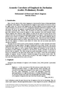 Languages of Africa / Central Semitic languages / Vowels / Languages of Iraq / Languages of Israel / Arabic language / Pharyngealization / Semitic languages / Consonant / Linguistics / Languages of Asia / Phonetics