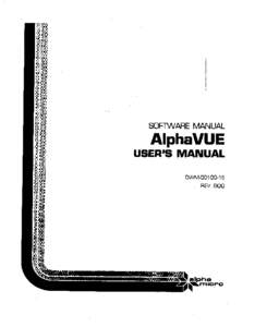 SOFTWARE MANUAL  Alpha VU E