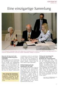EINTRACHT OSTERN 2011 Eine einzigartige Sammlung  Unterzeichnung des Schenkungsvertrages mit der Regierung im Fürst-Johannes-Saal, von links: Ida und Adulf Peter Coop, Regierungschef Klaus