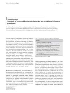 Erik von Elm, Matthias Egger  Forum l Forum Commentary I Essentials of good epidemiological practice: are guidelines following