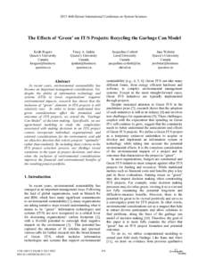 The Effects of ‘Green’ on IT/S Projects: Recycling the Garbage Can Model