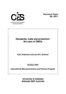 Discussion Paper  No[removed]Standards, trade and protection: the case of GMOs