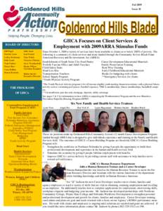 Fall 2009 Issue 18 GHCA Focuses on Client Services & Employment with 2009ARRA Stimulus Funds