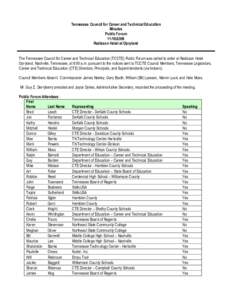 Tennessee Council for Career and Technical Education Minutes Public Forum[removed]Radisson Hotel at Opryland 