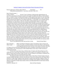 Southern Campaign American Revolution Pension Statements & Rosters Pension Application of Thomas Burch W6218 Sarah Burch Transcribed and annotated by C. Leon Harris. Revised 10 July[removed]NC