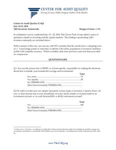 Auditing / Center for Audit Quality / Investment / Stock market / Confidence interval / Margin of error / Institutional investor / Capital market / Finance / Statistics / Financial markets / Measurement