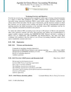 DRAFT AGENDA for GREEN POWER ACCOUNTING workshop in Mexico