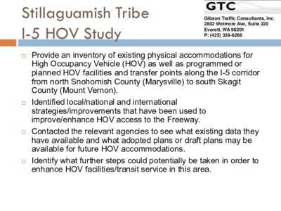 Stillaguamish Tribe I-5 HOV Study  