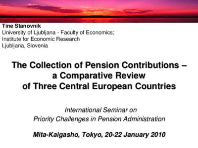 Tine Stanovnik   Social security economics (lecture 1)