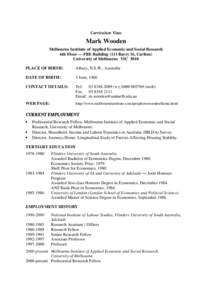 Adelaide / Household /  Income and Labour Dynamics in Australia Survey / Melbourne / Australia / Statistics / Oceania / The Melbourne Institute of Applied Economic and Social Research