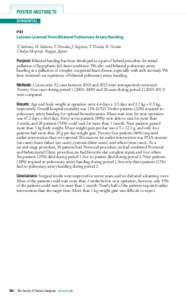 POSTER ABSTRACTS CONGENITAL P41 Lessons Learned From Bilateral Pulmonary Artery Banding T. Sakurai, H. Sakurai, T. Nonaka, J. Sugiura, T. Terada, R. Otsuka