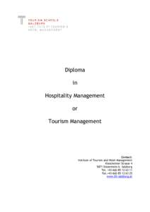 Diploma in Hospitality Management or Tourism Management