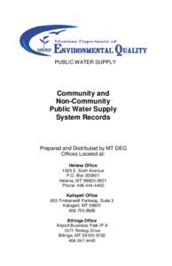 PUBLIC WATER SUPPLY  Community and Non-Community Public Water Supply System Records