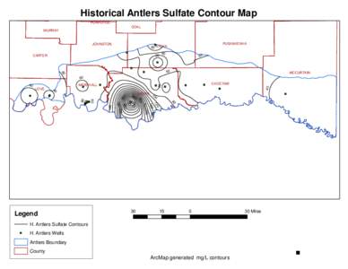 Historical Antlers Sulfate Contour Map PONTOTOC COAL MURRAY  JOHNSTON