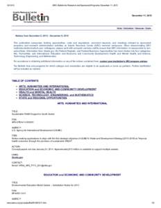 [removed]GRC Bulletin for Research and Sponsored Programs: December 11, 2013 December 11, 2013