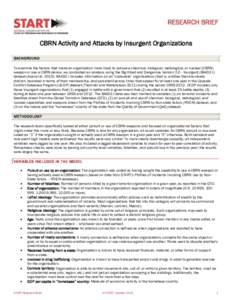 RESEARCH BRIEF CBRN Activity and Attacks by Insurgent Organizations BACKGROUND To examine the factors that make an organization more likely to pursue a chemical, biological, radiological, or nuclear (CBRN) weapon or use 