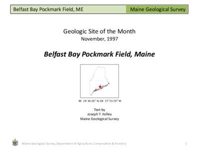 Belfast Bay Pockmark Field, ME  Maine Geological Survey Geologic Site of the Month November, 1997