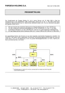 PARGESA HOLDING S.A.  Genf, den 16. März 2000