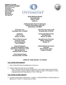 California State Board of Optometry - Board Meeting Agenda