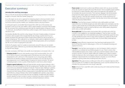 Presented to Parliament pursuant to sectionof the Climate Change ActExecutive summary Introduction and key messages This is our fourth annual report to Parliament on progress reducing emissions to meet carb