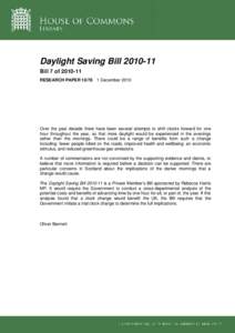 Daylight Saving BillBill 7 ofRESEARCH PAPERDecember 2010