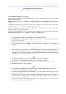 ICCS Recommendation No. 2  Only the French original is authentic Recommendation on the law of marriage adopted by the General Assembly in Vienna on 8 September 1976