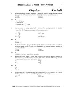 FIITJEE Solutions to AIEEE[removed]PHYSICS  Physics 1