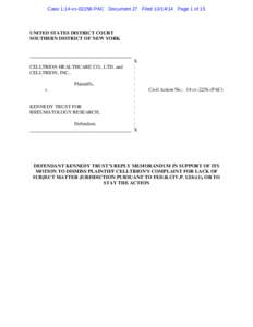 Microsoft Word - KENNEDY REPLY IN SUPPORT OF ITS MOTION TO DISMISS - Oct[removed]PM DRAFT