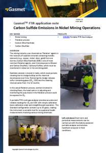 GasmetTM FTIR application note  version[removed]Oct[removed]Carbon Sulfide Emissions in Nickel Mining Operations