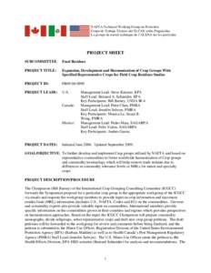 US EPA - Pesticides - Expansion, Development and Harmonization of Crop Groups With Specified Representative Crops for Field Crop Residues Studies