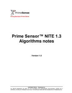 Giving Devices a Prime Sense  Prime Sensor™ NITE 1.3 Algorithms notes  Version 1.0