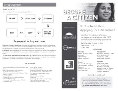 CITIZENSHIP DAY WHAT TO EXPECT After arriving, you will make your way through 6 stations: INTAKE