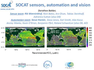 www.socat.info  SOCAT sensors, automation and vision Dorothee Bakker, Sensor team: Rik Wanninkhof, Nick Bates, Are Olsen, Tobias Steinhoff,