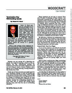 ®  tax notes Termination Pay Withholding Issues By Robert W. Wood