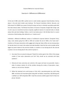 Empirical Methods for Corporate Finance    Exercise 4 – Difference‐in‐Differences    