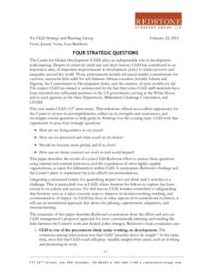 To: CGD Strategy and Planning Group From: Jeremy Avins, Ivan Barkhorn February 22, 2012  FOUR STRATEGIC QUESTIONS