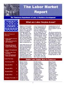 The Labor Market Report The Tennessee Department of Labor & Workforce Development What are Labor Surplus Areas?