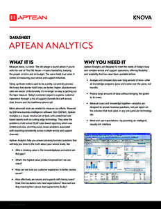 DATASHEET  APTEAN ANALYTICS WHAT IT IS  WHY YOU NEED IT