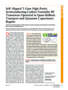 ARTICLE  Self-Aligned T-Gate High-Purity Semiconducting Carbon Nanotube RF Transistors Operated in Quasi-Ballistic Transport and Quantum Capacitance