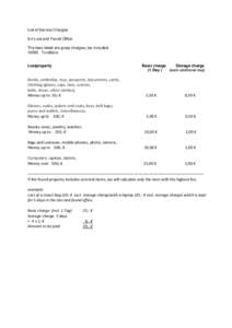 List of Service Charges 8.4 Lost and Found Office The fees listed are gross charges, tax includedFundbüro  Lostproperty