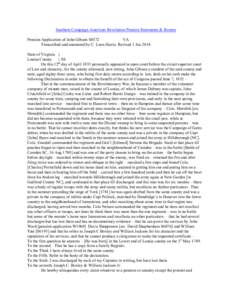 Southern Campaign American Revolution Pension Statements & Rosters Pension Application of John Gibson S8572 VA Transcribed and annotated by C. Leon Harris. Revised 1 Jan[removed]State of Virginia } Louisa County } SS