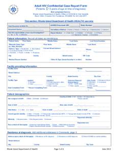 Adult HIV Confidential Case Report Form    (Patients