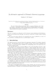 An alternative approach to Freiman’s theorem in p-groups Matthew C. H. Tointon∗ Department of Pure Mathematics and Mathematical Statistics, Centre for Mathematical Sciences, University of Cambridge, Wilberforce Road,