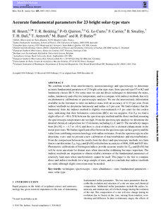 Accurate fundamental parameters for 23 bright solar?type stars